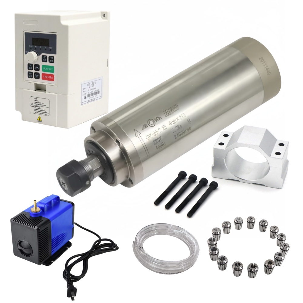 2.2Kw Water Cooled Spindle Kit Vfd - GDZ-80-2.2B 80mm 2.2KW ER20 Motor Spindle